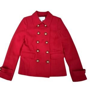 Old Navy Red Wool Pea Coat XS with Gold Buttons